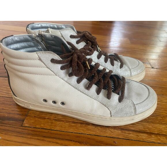 P448 / Ivory Snake-Print Soft Brown Shoelaces Skate High Top size 41/ US 10 - Picture 2 of 10